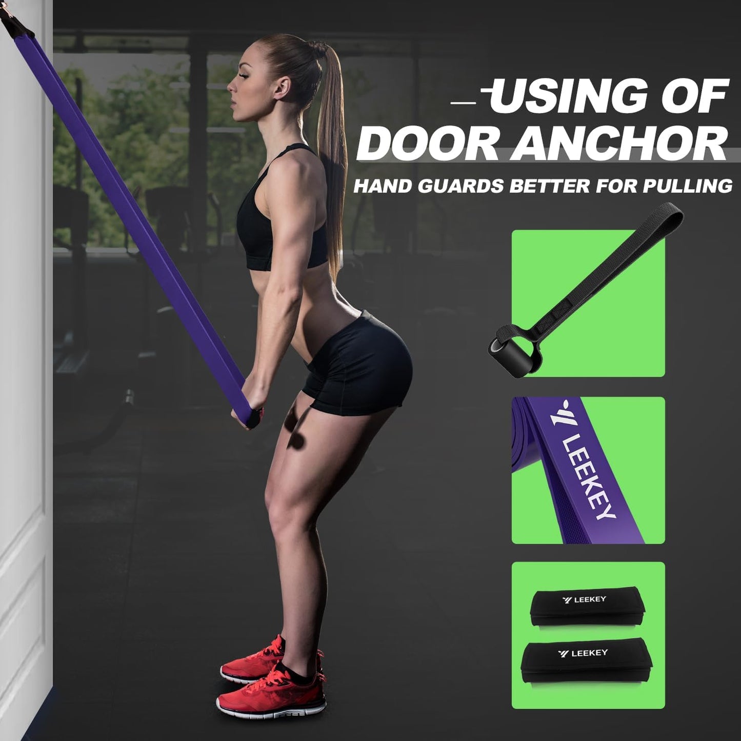 LEEKEY Resistance Bands. Exercise Bands with Handles.Pull Up Assist Bands - Band Set with Door Anchor - Bands for Working Out.Band for Men and Women Fitness Training.Home Workouts