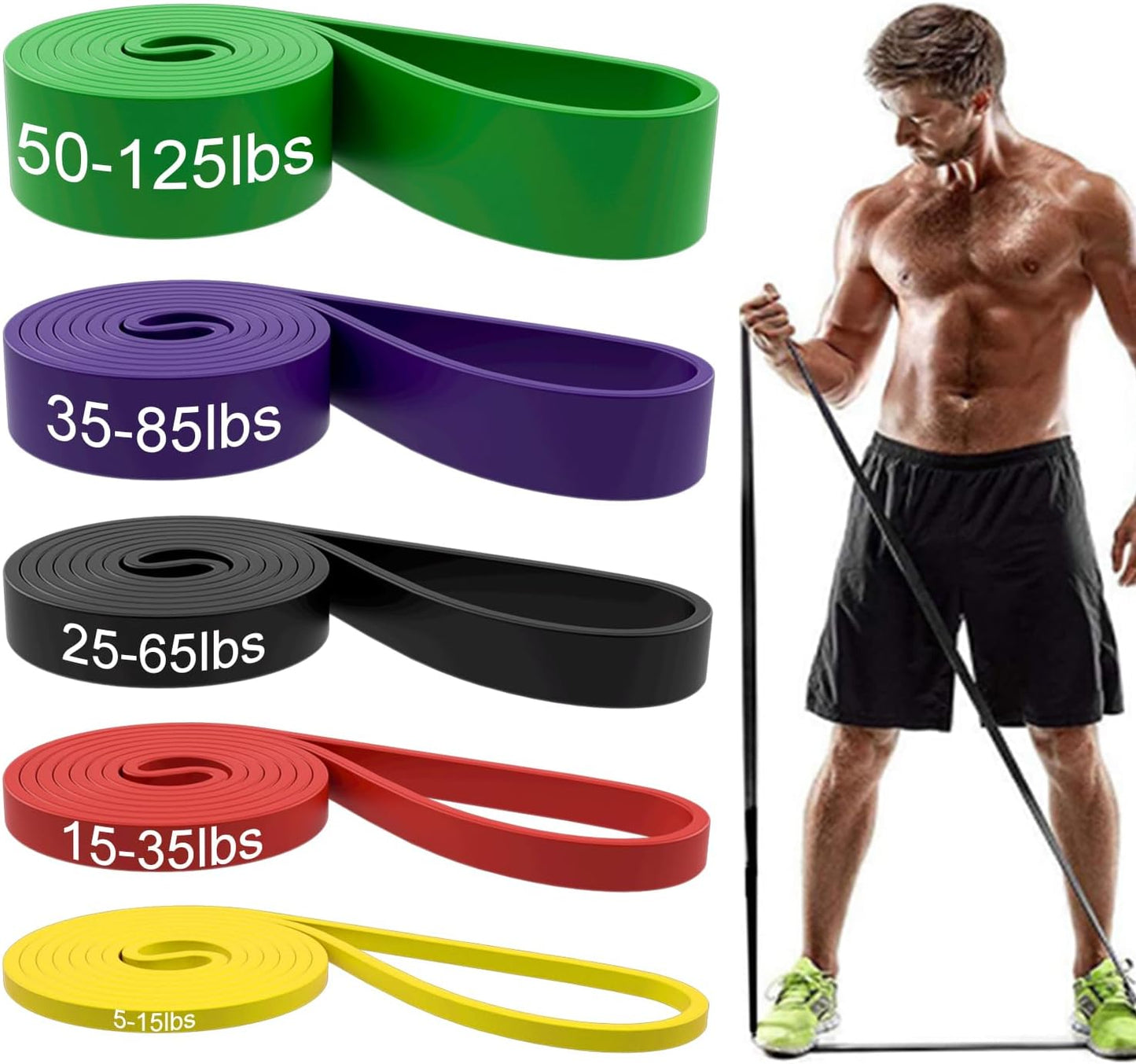 Resistance Bands. Pull Up Assist Bands - Workout Bands. Eexercise Bands. Long Resistance Bands Set for Working Out. Fitness. Training. Physical Therapy for Men Women