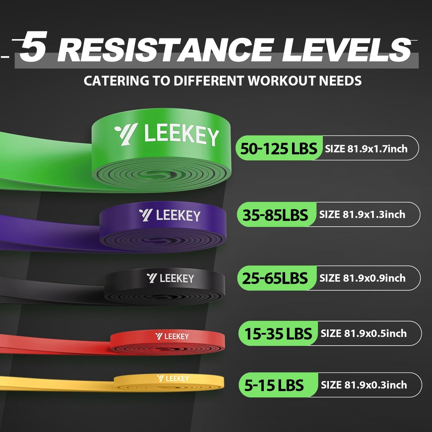 LEEKEY Resistance Bands. Exercise Bands with Handles.Pull Up Assist Bands - Band Set with Door Anchor - Bands for Working Out.Band for Men and Women Fitness Training.Home Workouts