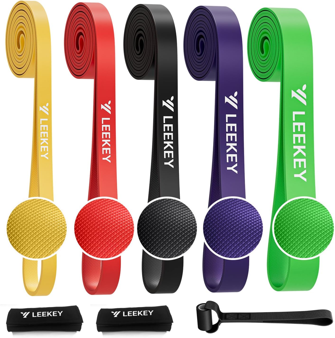 LEEKEY Resistance Bands. Exercise Bands with Handles.Pull Up Assist Bands - Band Set with Door Anchor - Bands for Working Out.Band for Men and Women Fitness Training.Home Workouts
