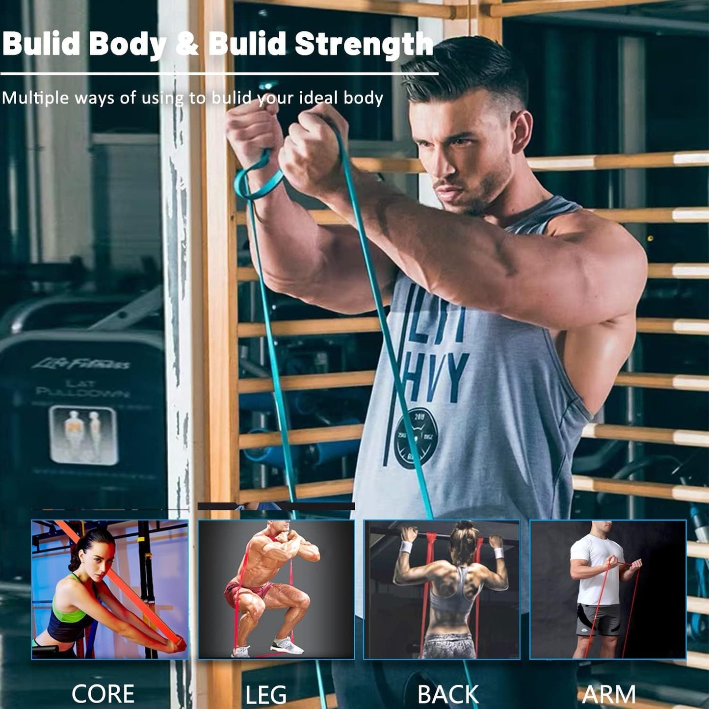 Resistance Bands. Pull Up Assist Bands - Workout Bands. Eexercise Bands. Long Resistance Bands Set for Working Out. Fitness. Training. Physical Therapy for Men Women