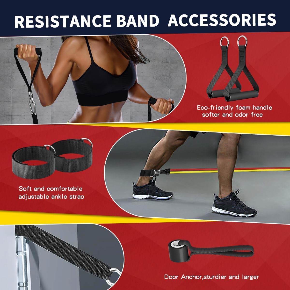 WHATAFIT Resistance Bands. Exercise Bands .Resistance Bands for Working Out. Work Out Bands with Handles for Men and Women Fitness. Strength Training Home Gym Equipment
