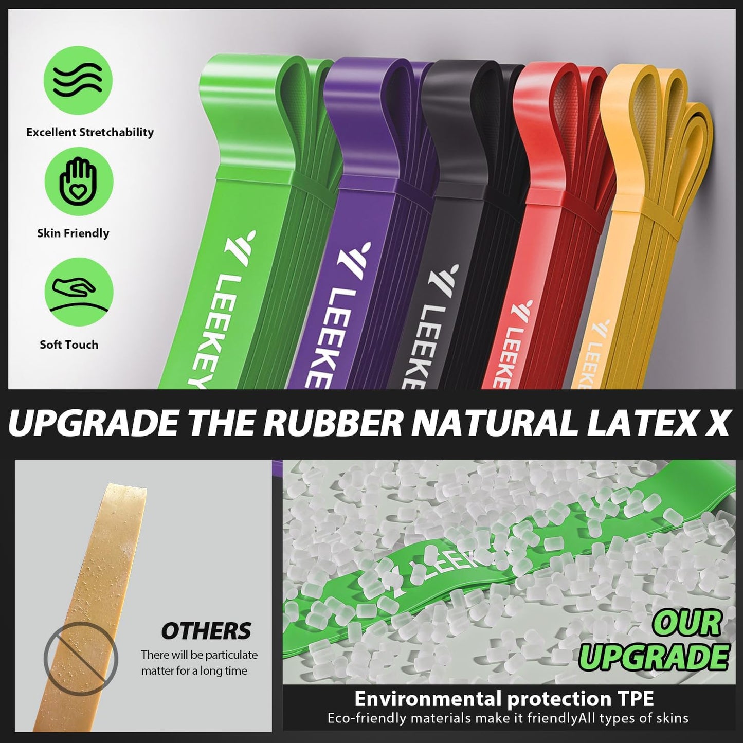 LEEKEY Resistance Bands. Exercise Bands with Handles.Pull Up Assist Bands - Band Set with Door Anchor - Bands for Working Out.Band for Men and Women Fitness Training.Home Workouts