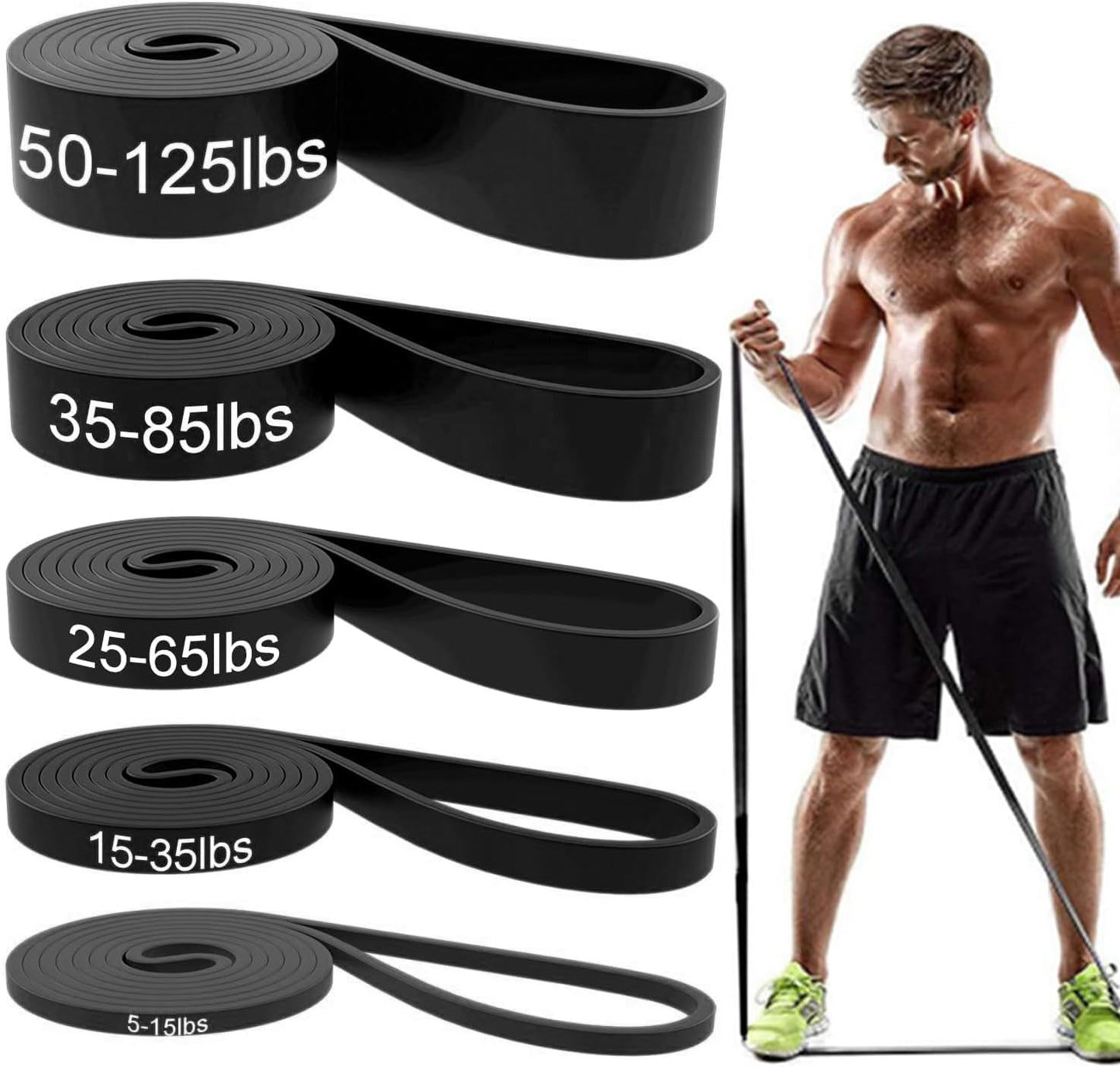 Resistance Bands. Pull Up Assist Bands - Workout Bands. Eexercise Bands. Long Resistance Bands Set for Working Out. Fitness. Training. Physical Therapy for Men Women