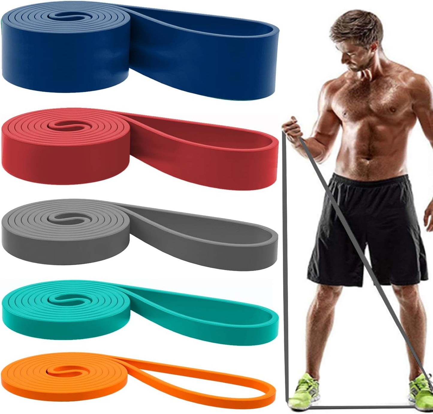 Resistance Bands. Pull Up Assist Bands - Workout Bands. Eexercise Bands. Long Resistance Bands Set for Working Out. Fitness. Training. Physical Therapy for Men Women
