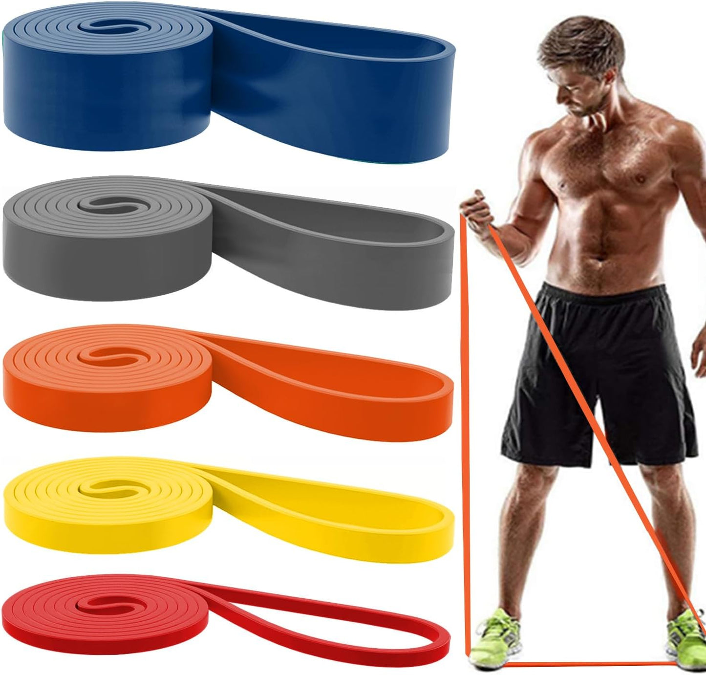 Resistance Bands. Pull Up Assist Bands - Workout Bands. Eexercise Bands. Long Resistance Bands Set for Working Out. Fitness. Training. Physical Therapy for Men Women