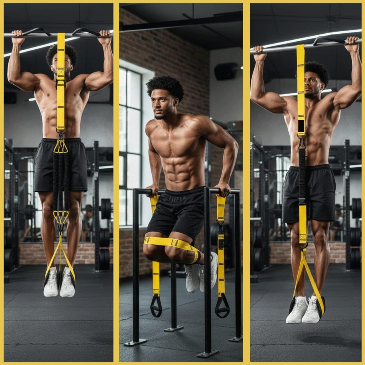 Pull Up Assistance Bands – Heavy Duty Adjustable Pull Up Assist Bands with Foot & Knee Support for Pull Up Bar. Pull Up Resistance Bands for Home Gym. Strength Training Equipment. Yellow