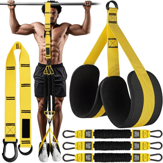 Pull Up Assistance Bands – Heavy Duty Adjustable Pull Up Assist Bands with Foot & Knee Support for Pull Up Bar. Pull Up Resistance Bands for Home Gym. Strength Training Equipment. Yellow