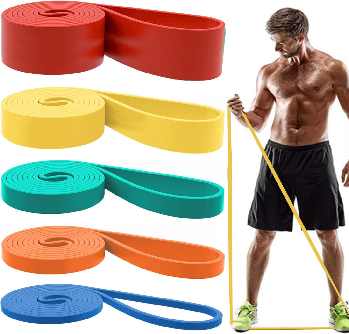 Resistance Bands. Pull Up Assist Bands - Workout Bands. Eexercise Bands. Long Resistance Bands Set for Working Out. Fitness. Training. Physical Therapy for Men Women