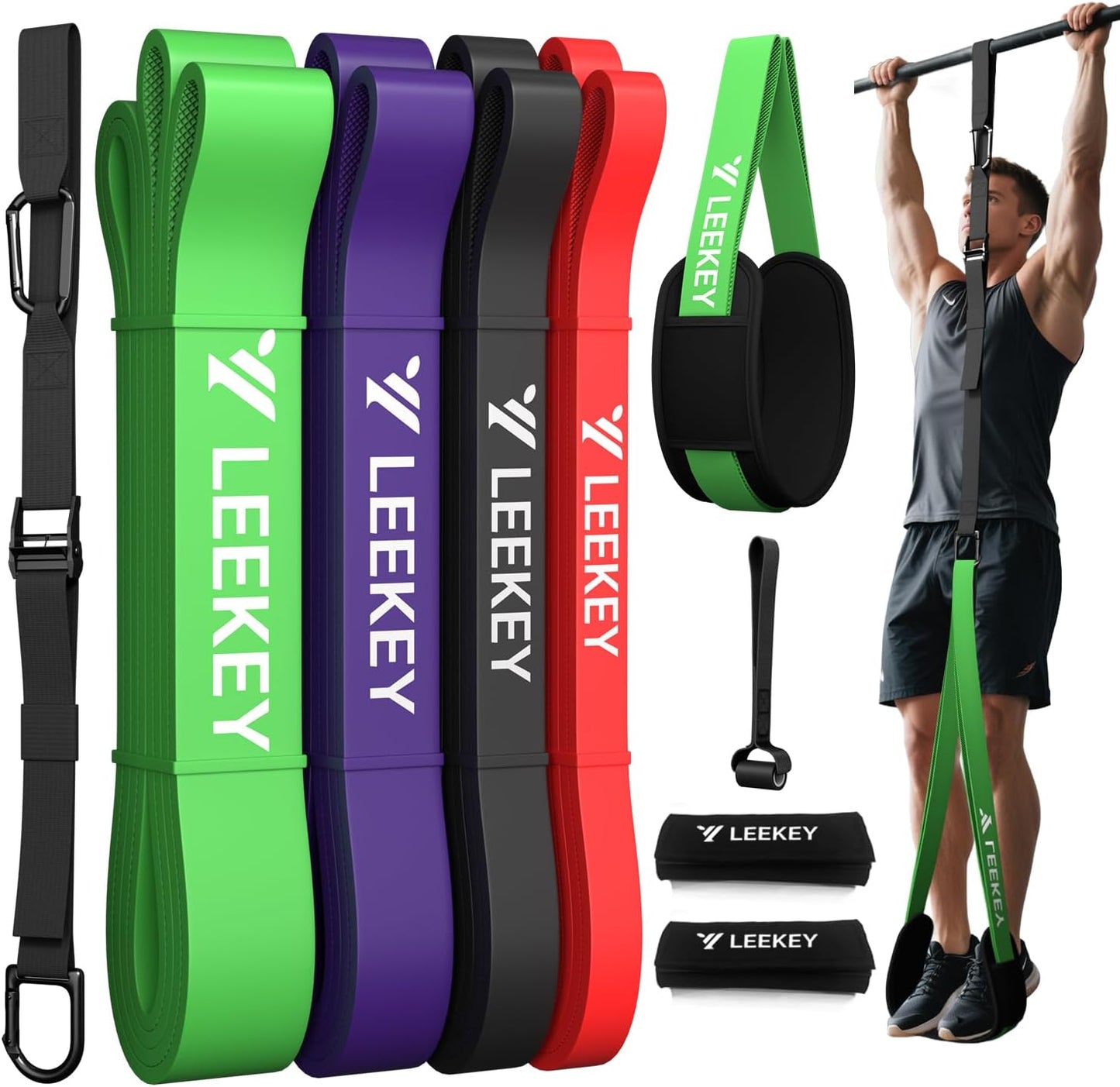 LEEKEY Resistance Bands. Exercise Bands with Handles.Pull Up Assist Bands - Band Set with Door Anchor - Bands for Working Out.Band for Men and Women Fitness Training.Home Workouts