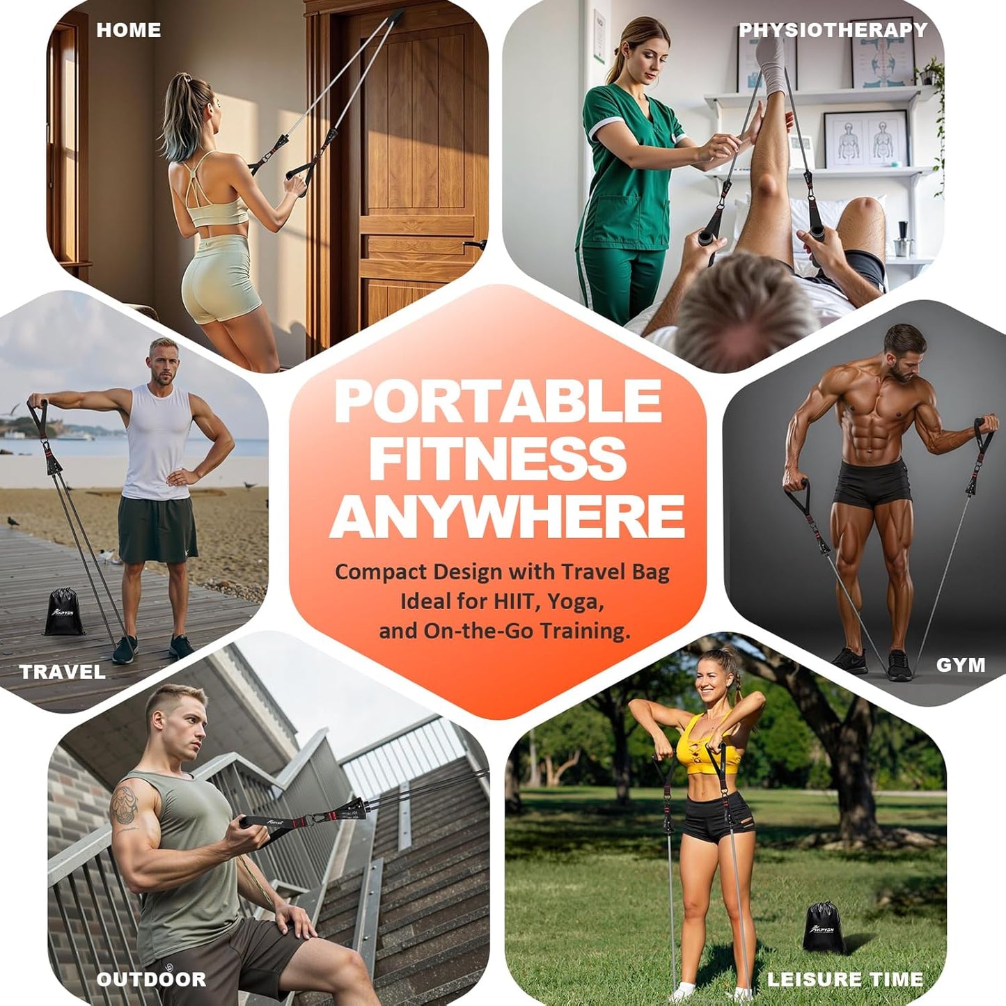 HPYGN Resistance Bands. Exercise Bands with Handles. Fitness Bands. Workout Bands with Door Anchor and Ankle Straps. for Heavy Resistance Training. Physical Therapy. Shape Body. Yoga. Home Workout Set