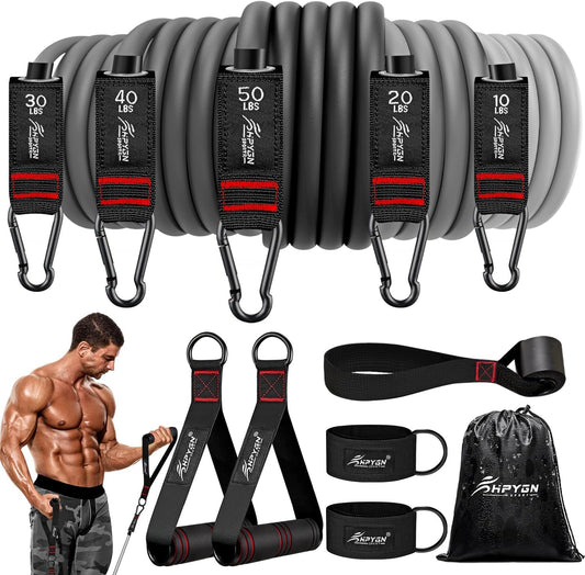 HPYGN Resistance Bands. Exercise Bands with Handles. Fitness Bands. Workout Bands with Door Anchor and Ankle Straps. for Heavy Resistance Training. Physical Therapy. Shape Body. Yoga. Home Workout Set